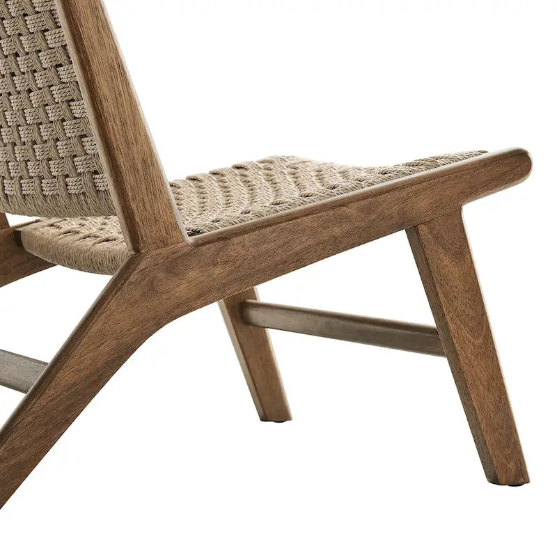 Poltrona da soggiorno Saoirse in legno con corda intrecciata