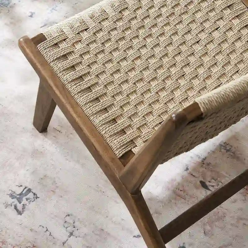 Poltrona da soggiorno Saoirse in legno con corda intrecciata