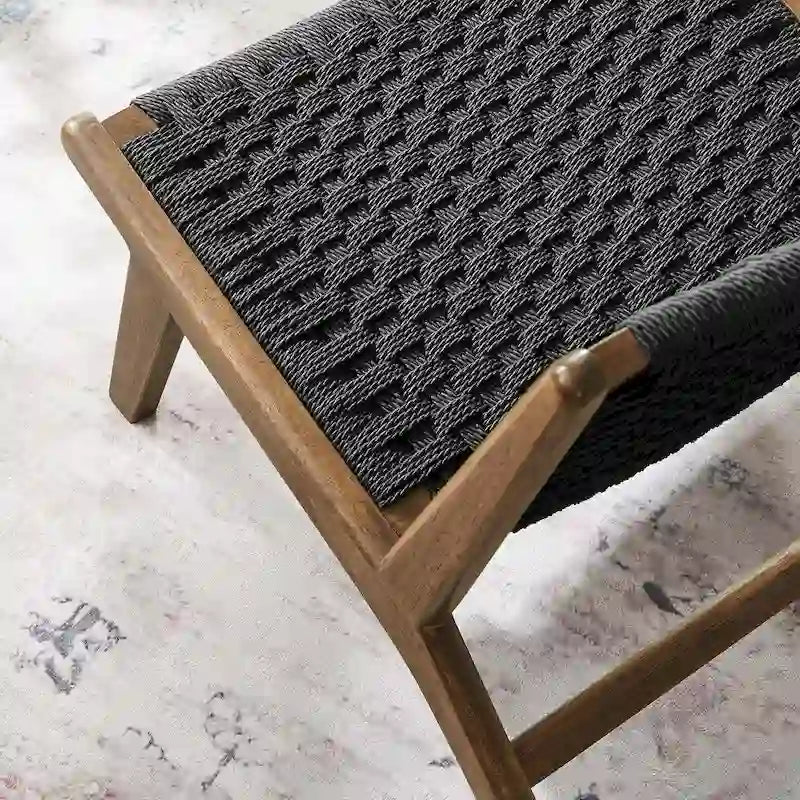 Poltrona da soggiorno Saoirse in legno con corda intrecciata