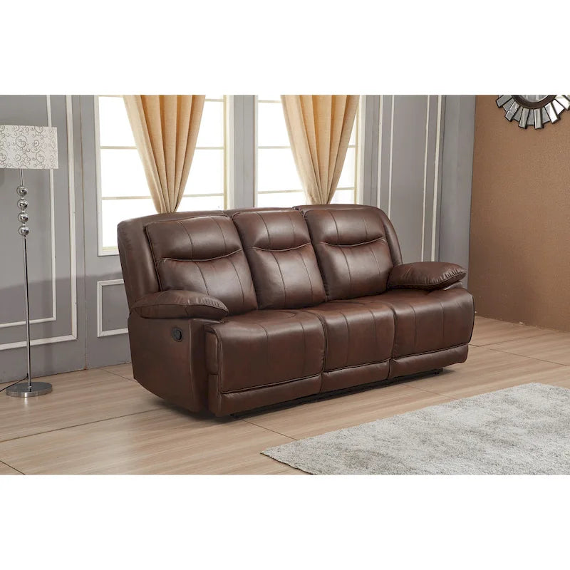 Betsy Furniture Bonded Leather Manual Rclining 3-seat Sofa Couch 8006