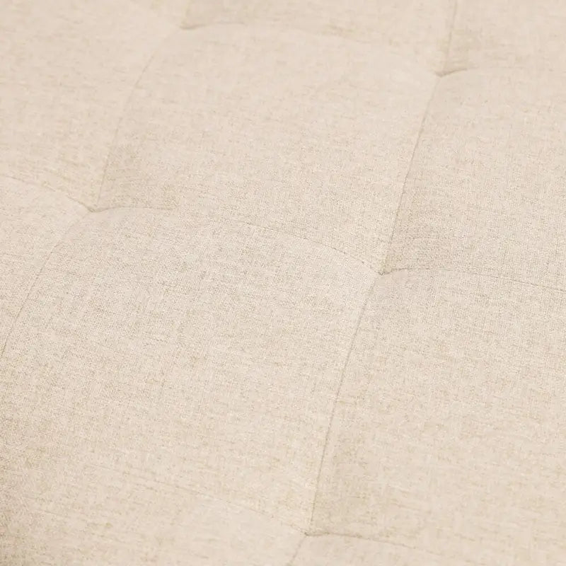 Pouf rond capitonné en coton et lin avec structure en fer
