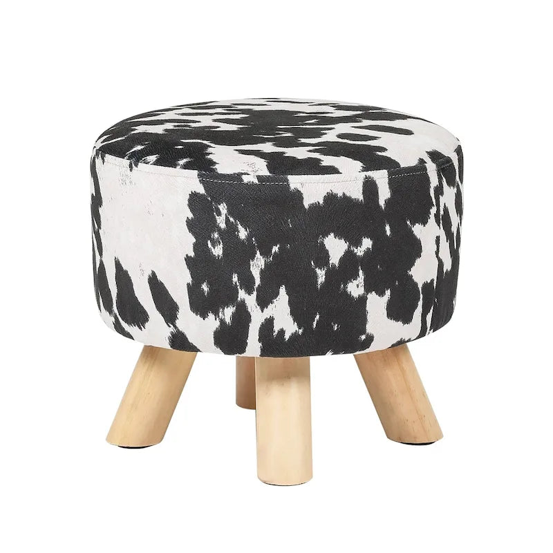 Panca-sgabello pouf in tessuto con stampa mucca Adeco