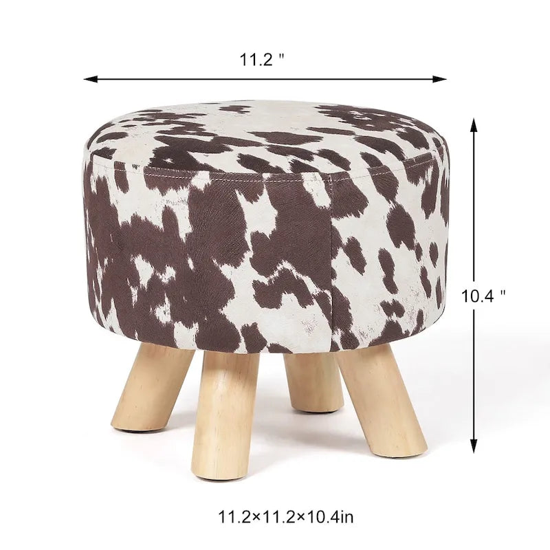 Panca-sgabello pouf in tessuto con stampa mucca Adeco