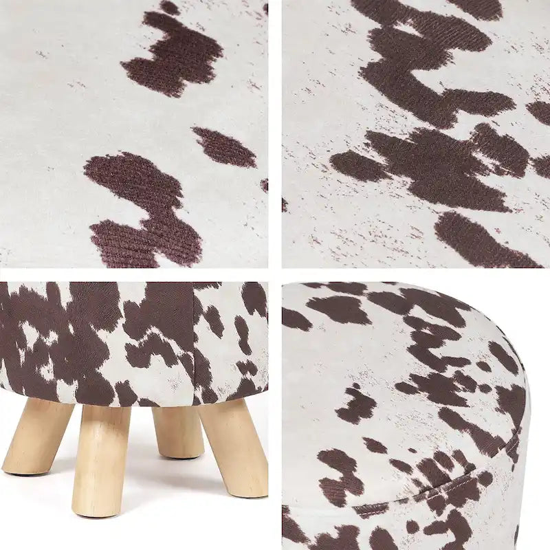Panca-sgabello pouf in tessuto con stampa mucca Adeco