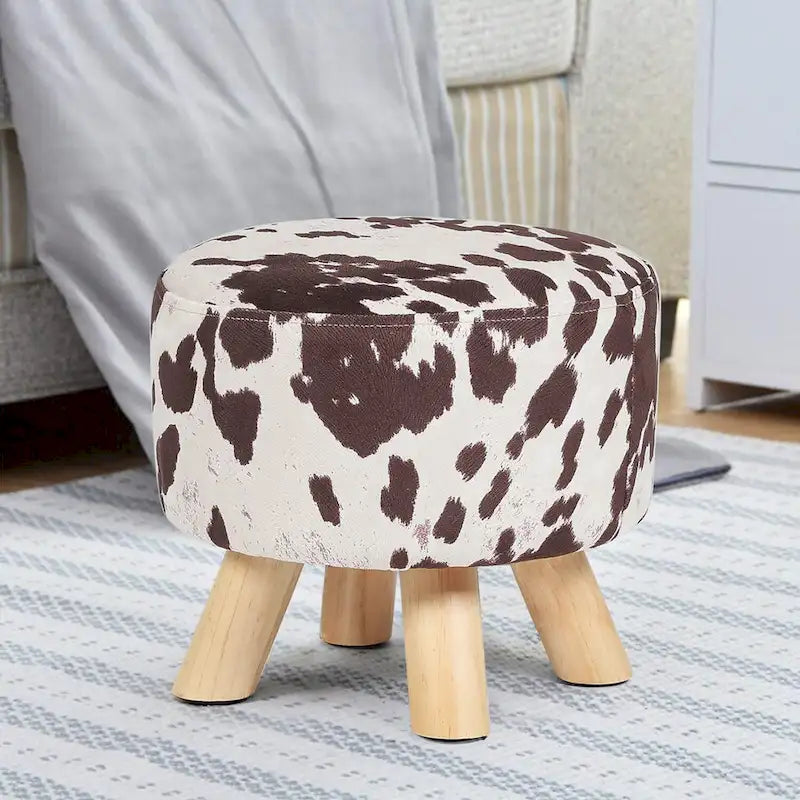 Panca-sgabello pouf in tessuto con stampa mucca Adeco