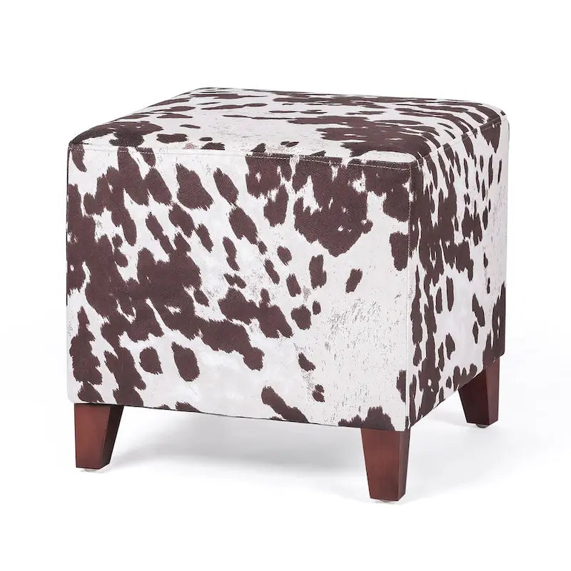 Panca-sgabello pouf in tessuto con stampa mucca Adeco