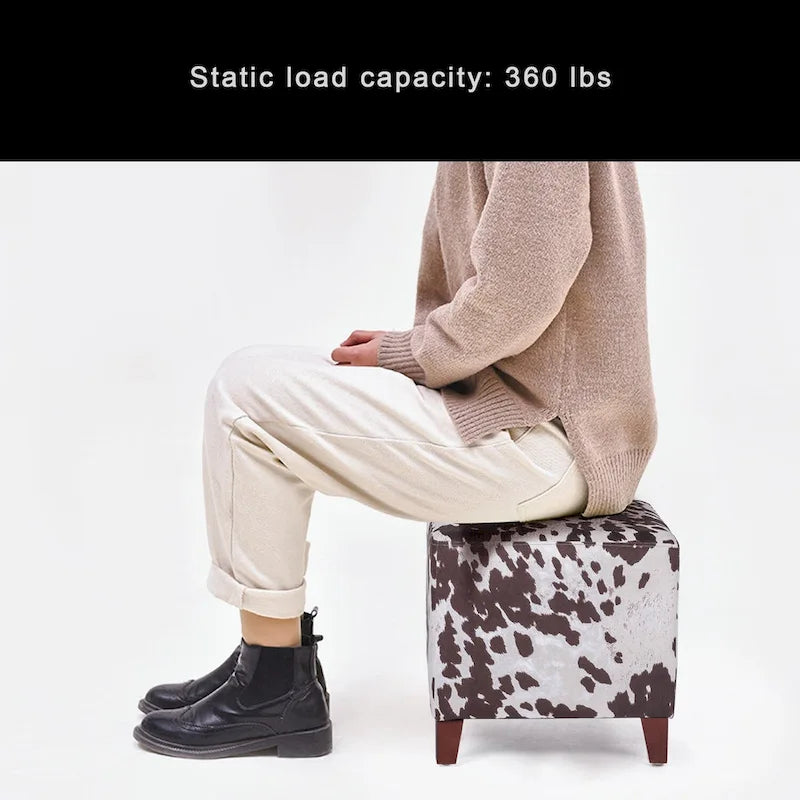 Panca-sgabello pouf in tessuto con stampa mucca Adeco