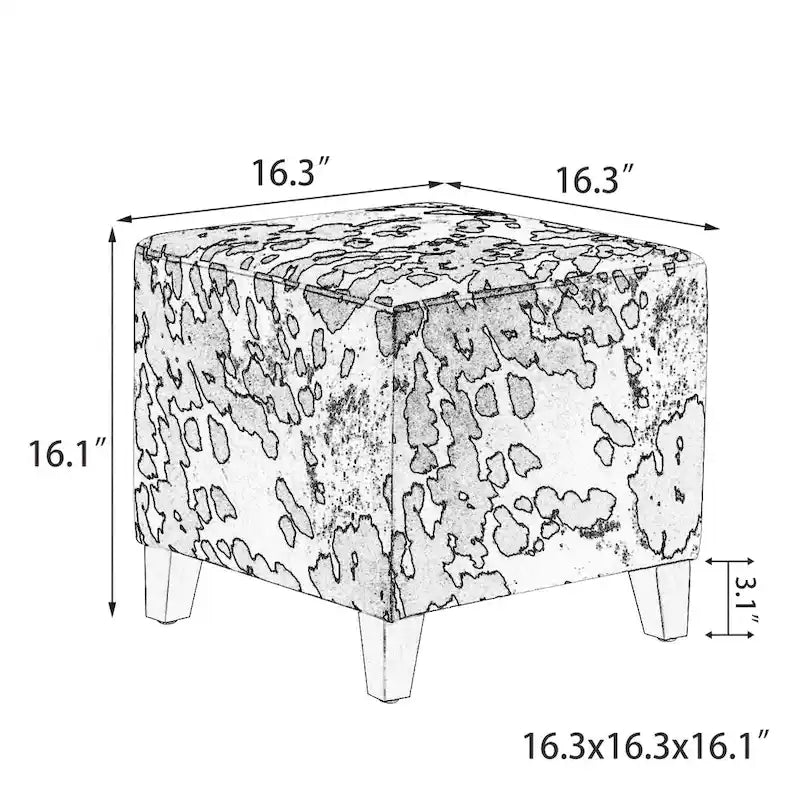 Panca-sgabello pouf in tessuto con stampa mucca Adeco