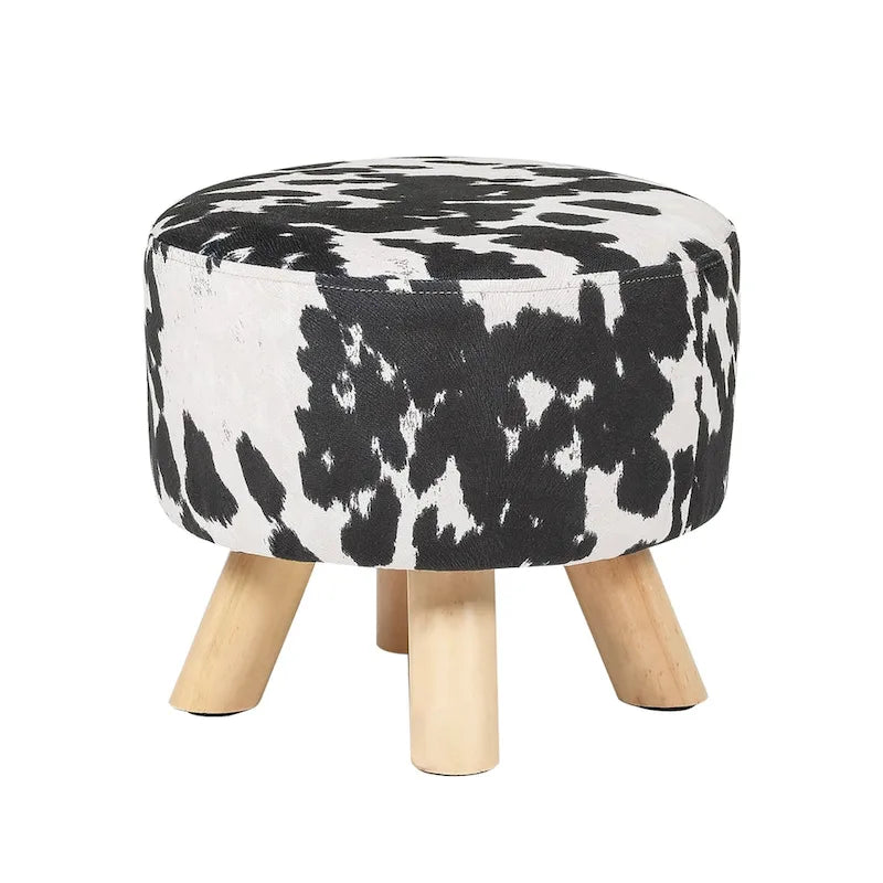 Panca-sgabello pouf in tessuto con stampa mucca Adeco