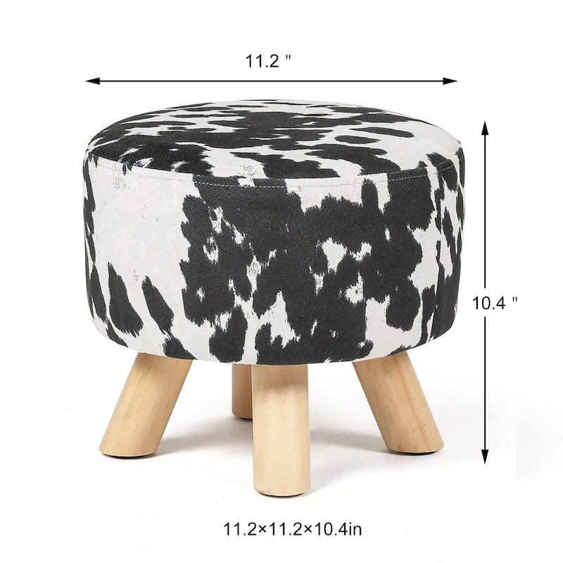 Panca-sgabello pouf in tessuto con stampa mucca Adeco