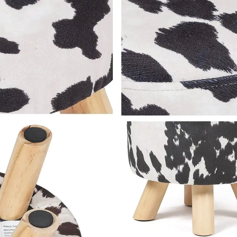 Panca-sgabello pouf in tessuto con stampa mucca Adeco