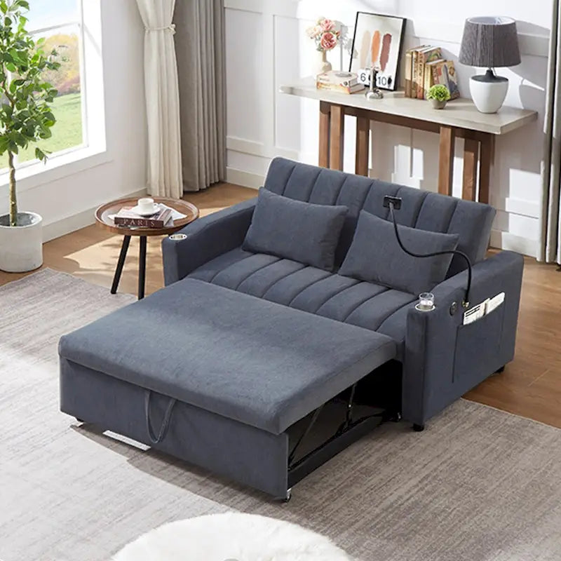 Canapé-lit deux places convertible de 55.9 po avec trois ports USB