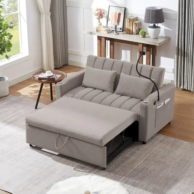 Canapé-lit deux places convertible de 55.9 po avec trois ports USB