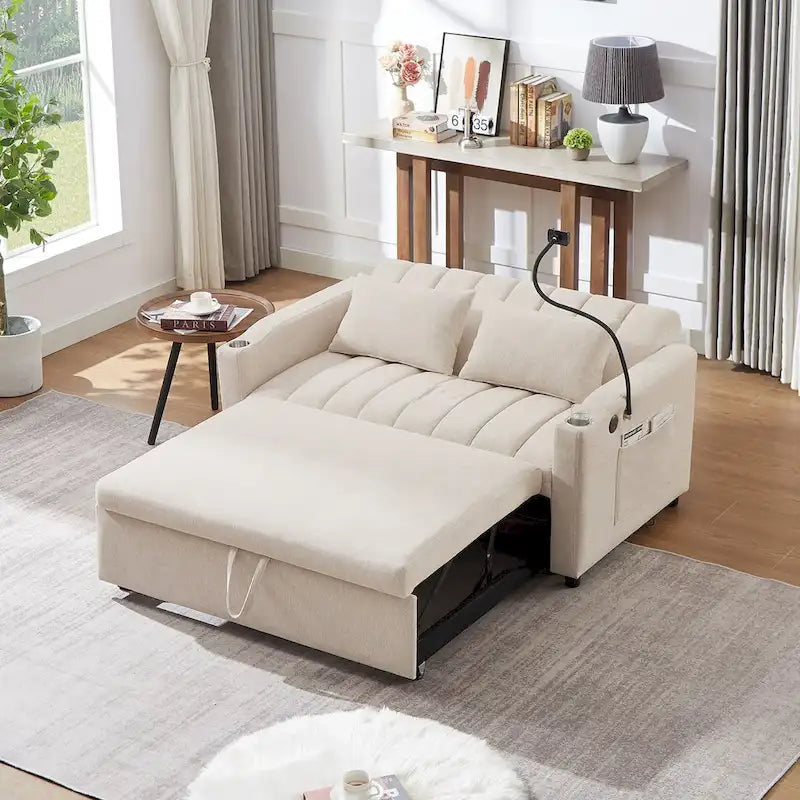 Canapé-lit deux places convertible de 55.9 po avec trois ports USB