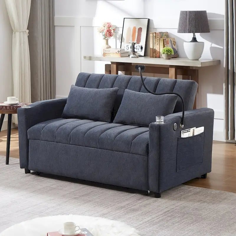 Canapé-lit deux places convertible de 55.9 po avec trois ports USB