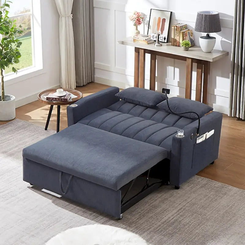Canapé-lit deux places convertible de 55.9 po avec trois ports USB