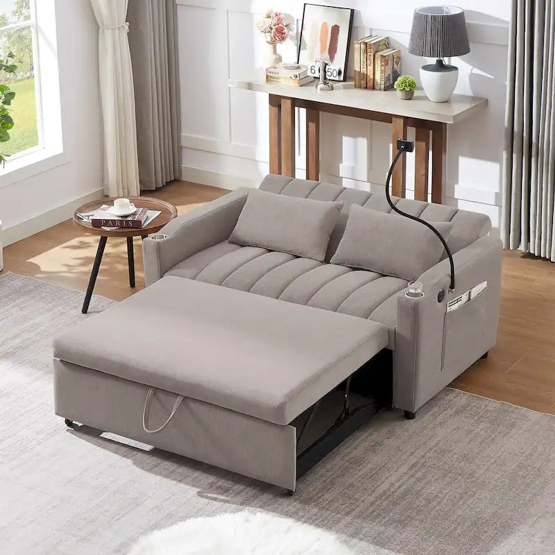 Canapé-lit deux places convertible de 55.9 po avec trois ports USB