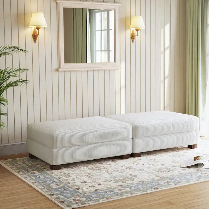 Set di 2 pouf imbottiti in velluto a coste