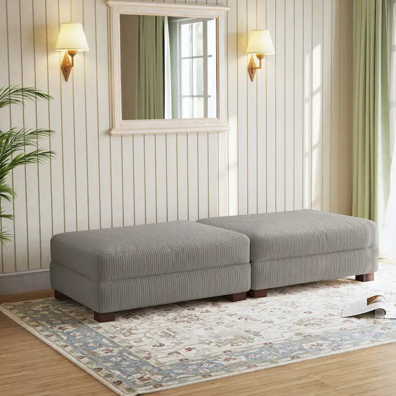 Set di 2 pouf imbottiti in velluto a coste