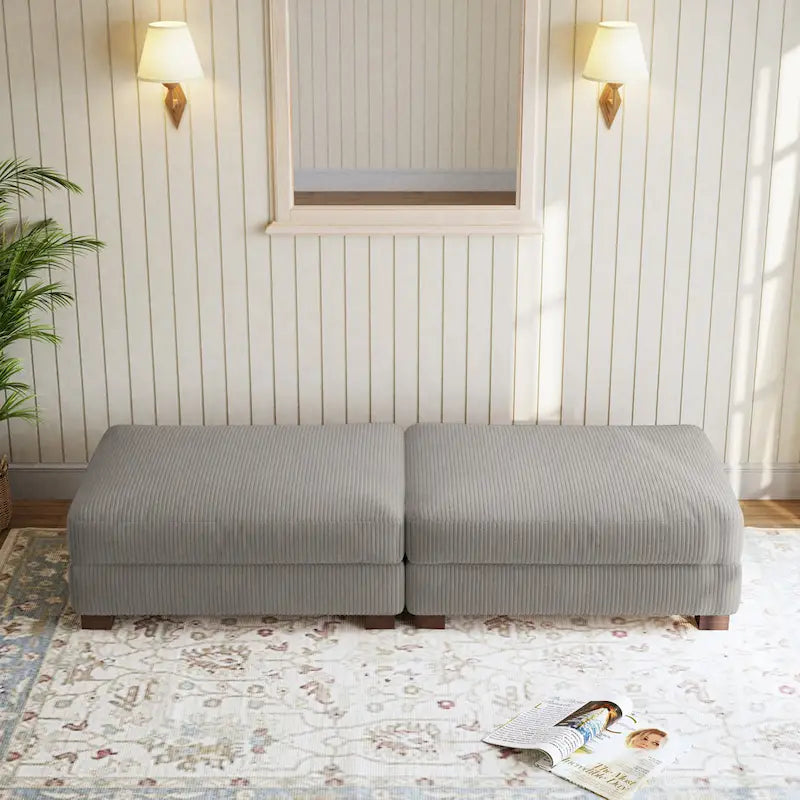 Set di 2 pouf imbottiti in velluto a coste