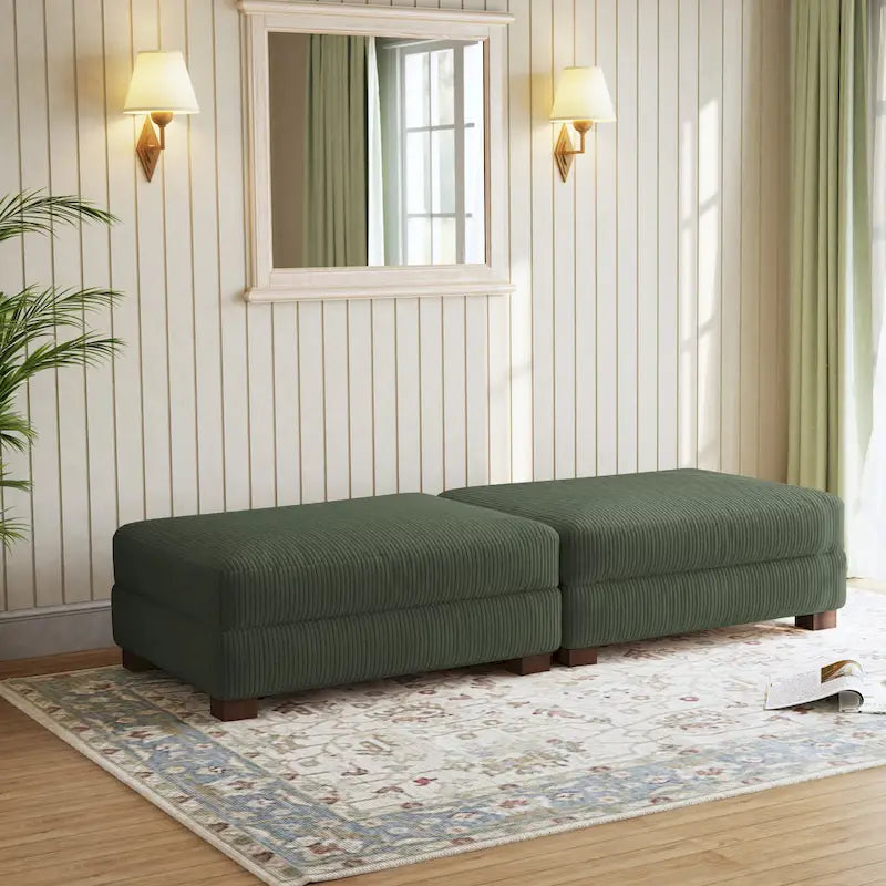 Set di 2 pouf imbottiti in velluto a coste