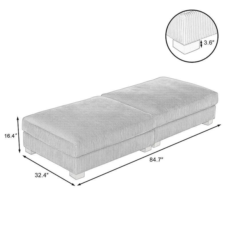 Set di 2 pouf imbottiti in velluto a coste