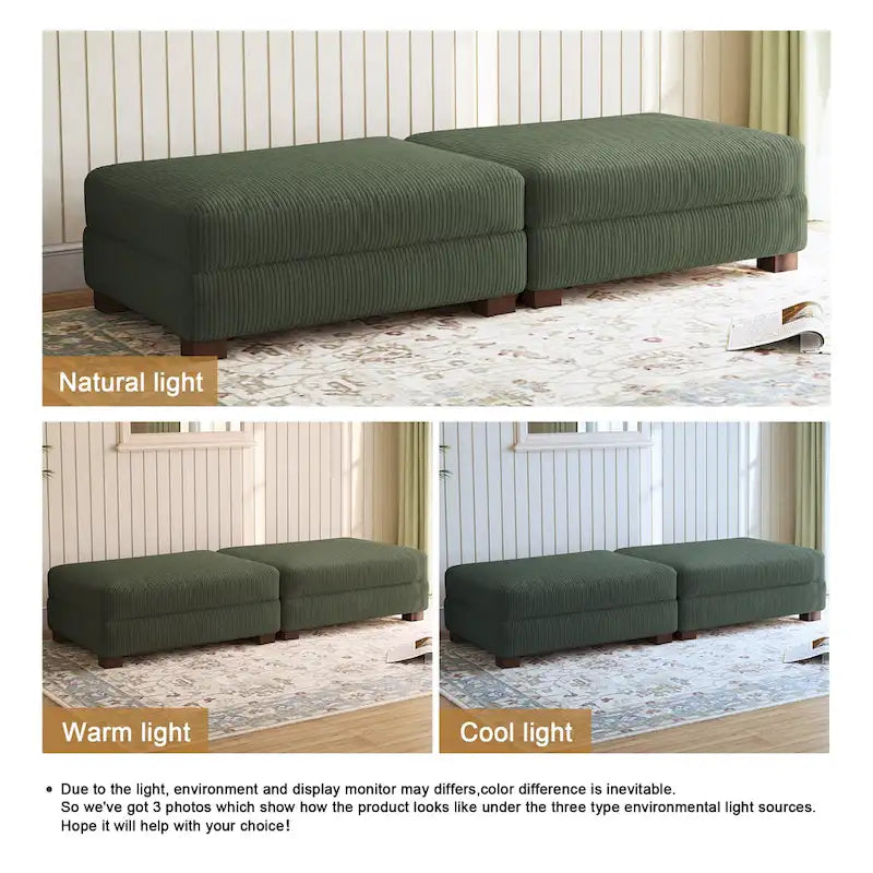 Set di 2 pouf imbottiti in velluto a coste