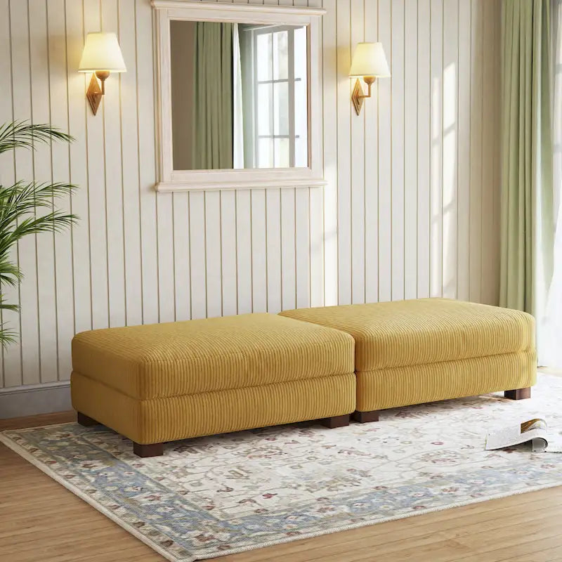 Set di 2 pouf imbottiti in velluto a coste