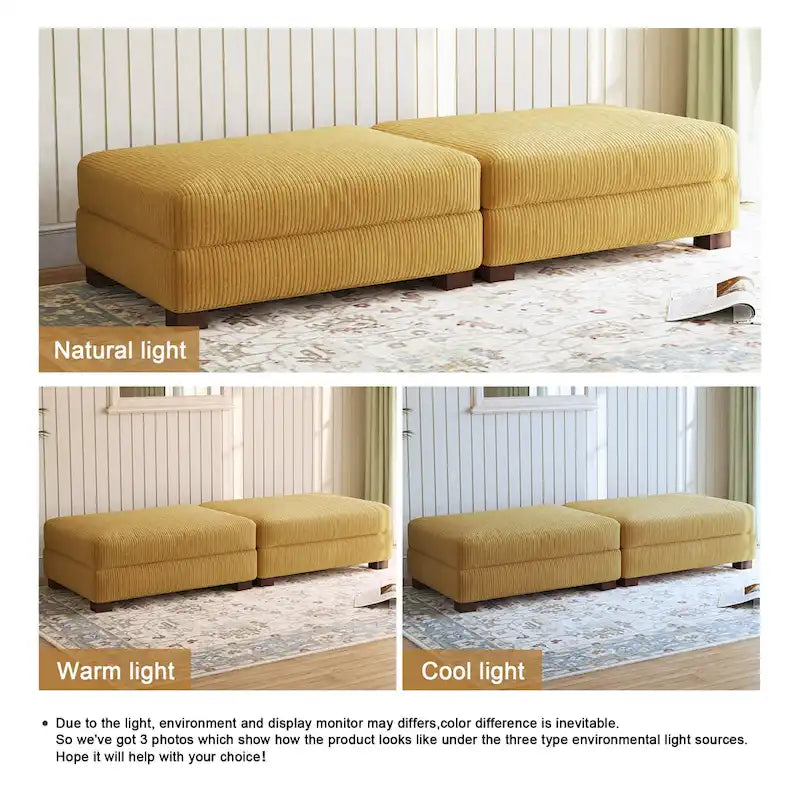 Set di 2 pouf imbottiti in velluto a coste
