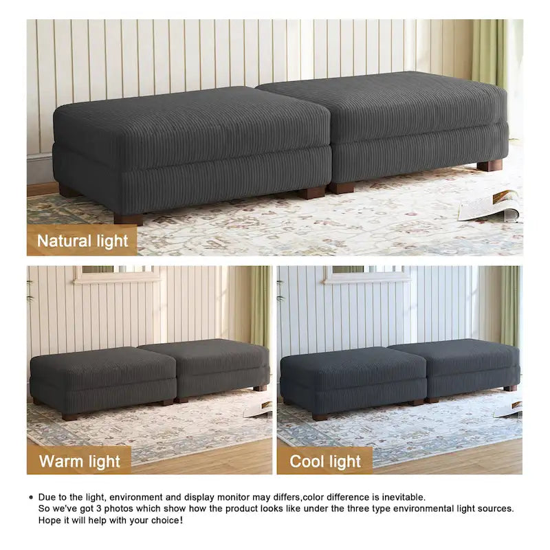 Set di 2 pouf imbottiti in velluto a coste