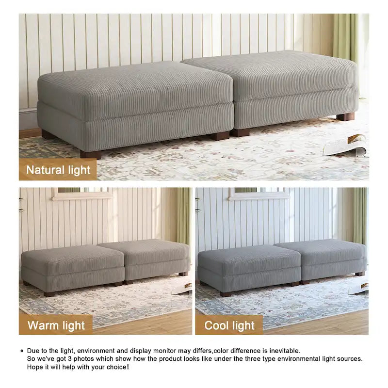 Set di 2 pouf imbottiti in velluto a coste