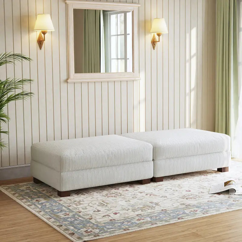 Set di 2 pouf imbottiti in velluto a coste