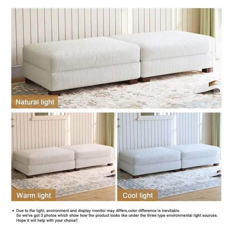 Set di 2 pouf imbottiti in velluto a coste