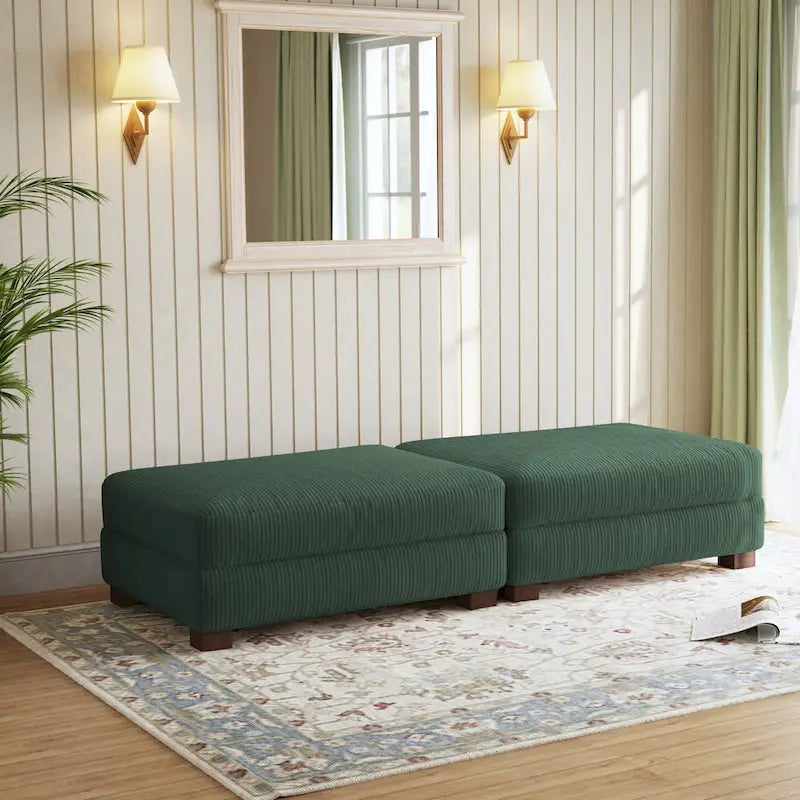 Set di 2 pouf imbottiti in velluto a coste