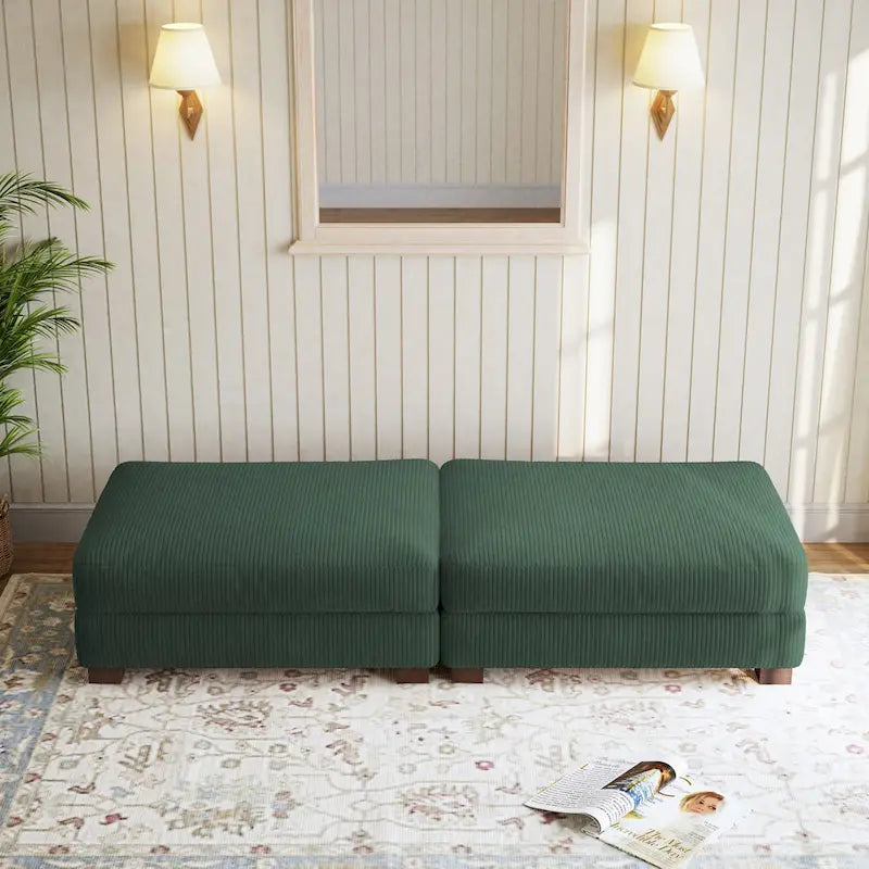 Set di 2 pouf imbottiti in velluto a coste