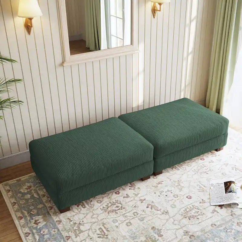 Set di 2 pouf imbottiti in velluto a coste