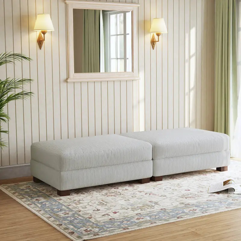 Set di 2 pouf imbottiti in velluto a coste
