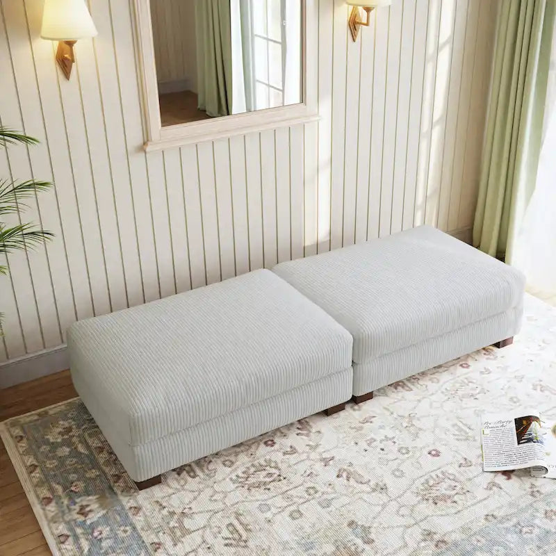 Set di 2 pouf imbottiti in velluto a coste