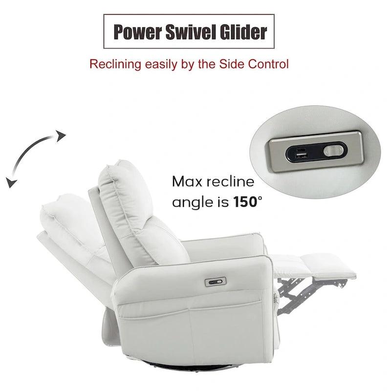 MERAX 270 elektrischer drehbarer Schaukelrecliner mit USB-Anschlüssen