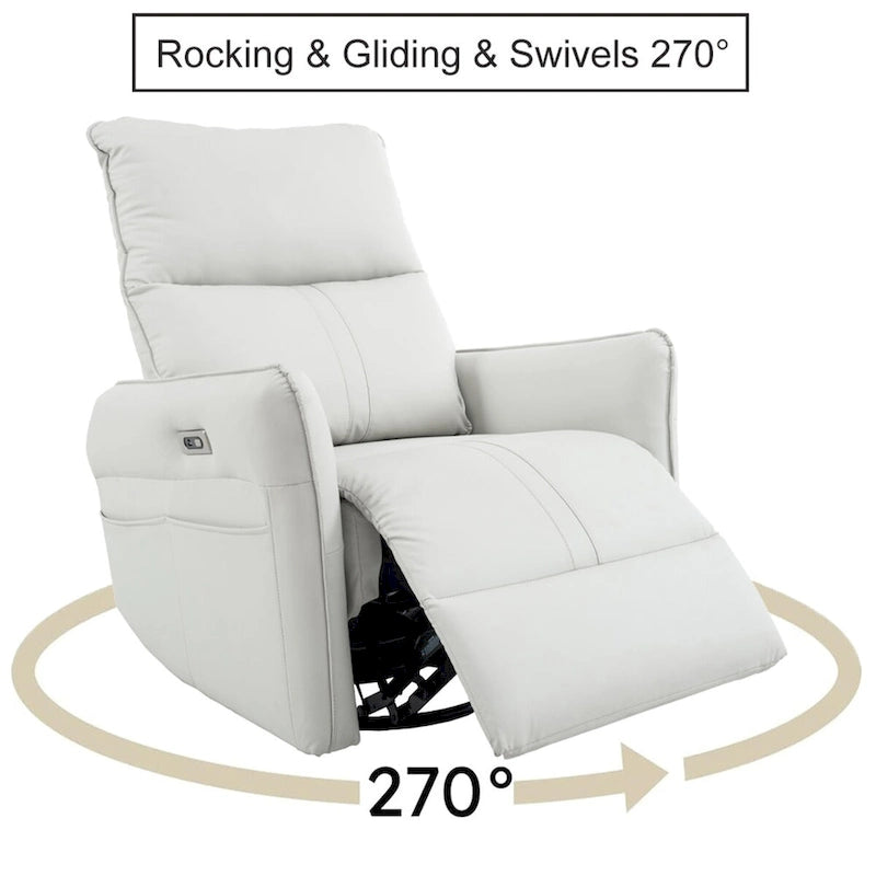 MERAX 270 elektrischer drehbarer Schaukelrecliner mit USB-Anschlüssen