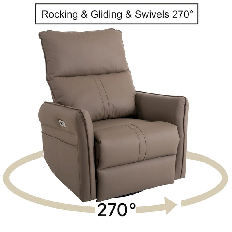 MERAX 270 elektrischer drehbarer Schaukelrecliner mit USB-Anschlüssen