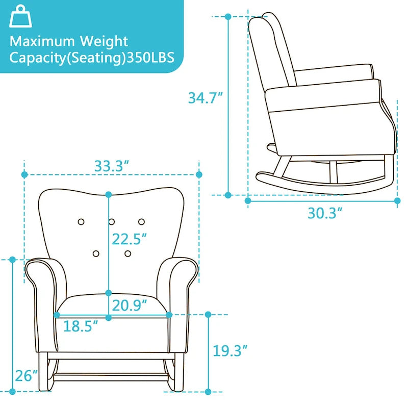 Fauteuil individuel à dossier haut pour le salon, à bascule