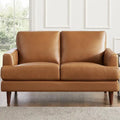 Sofá de dos plazas Cassia de Ivy Living, de cuero de grano superior, con espuma viscoelástica de plumas y resortes
