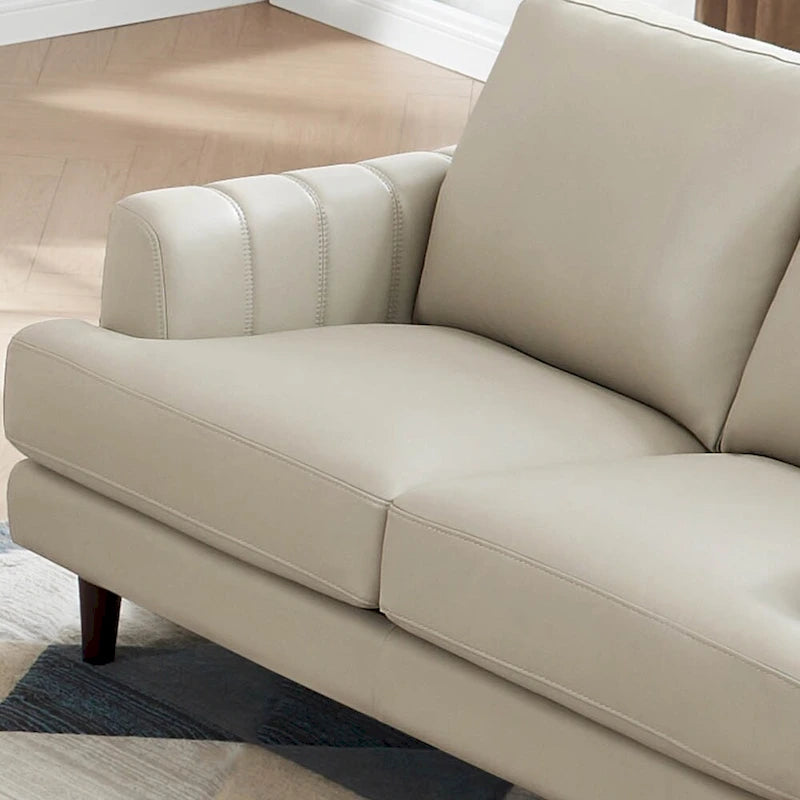 Sofá de dos plazas Cassia de Ivy Living, de cuero de grano superior, con espuma viscoelástica de plumas y resortes
