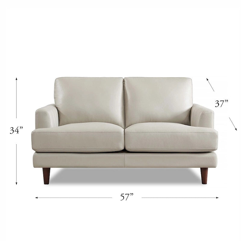 Sofá de dos plazas Cassia de Ivy Living, de cuero de grano superior, con espuma viscoelástica de plumas y resortes