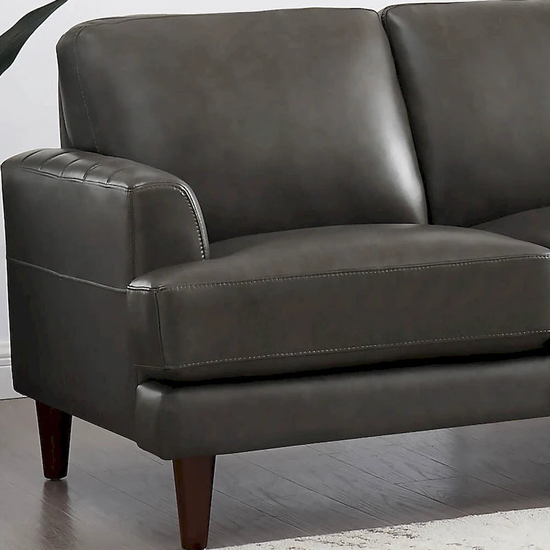 Sofá de dos plazas Cassia de Ivy Living, de cuero de grano superior, con espuma viscoelástica de plumas y resortes