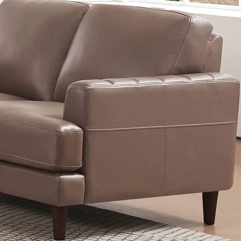 Sofá de dos plazas Cassia de Ivy Living, de cuero de grano superior, con espuma viscoelástica de plumas y resortes