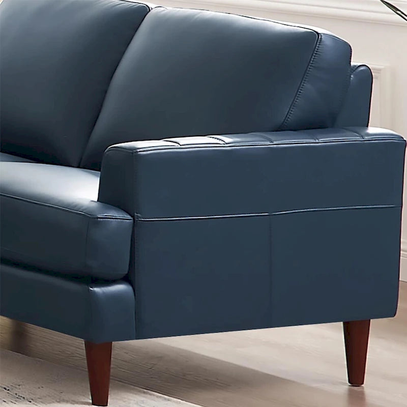 Sofá de dos plazas Cassia de Ivy Living, de cuero de grano superior, con espuma viscoelástica de plumas y resortes