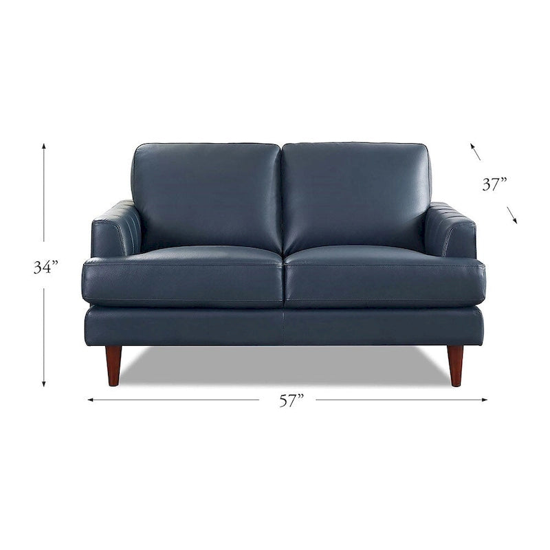 Sofá de dos plazas Cassia de Ivy Living, de cuero de grano superior, con espuma viscoelástica de plumas y resortes