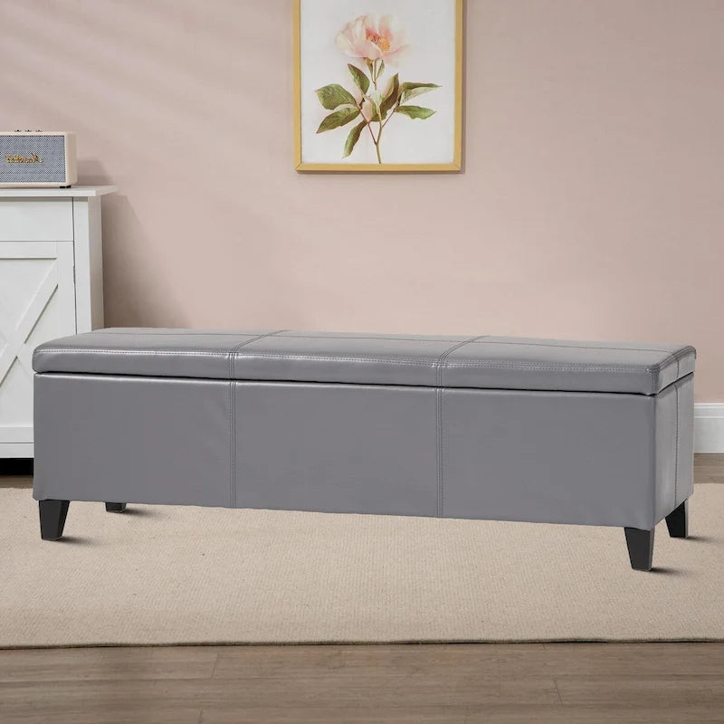 Banco tapizado contemporáneo de diseño minimalista con almacenamiento
